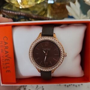 Caravelle New York Women's Watch with Brown and Gold Design